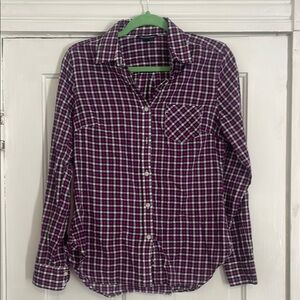 American Eagle Outfitters Purple and White Checkered Shirt